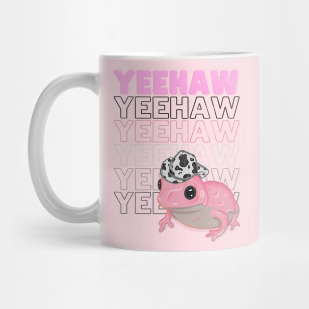 Yeehaw Pink Frog Wearing Cowboy Hat by RoserinArt